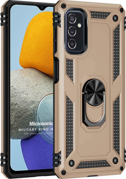 Samsung Galaxy M23 Kılıf Military Ring Holder Gold