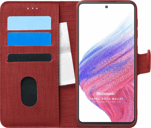 Samsung Galaxy A53 5G Kılıf Fabric Book Wallet Kırmızı