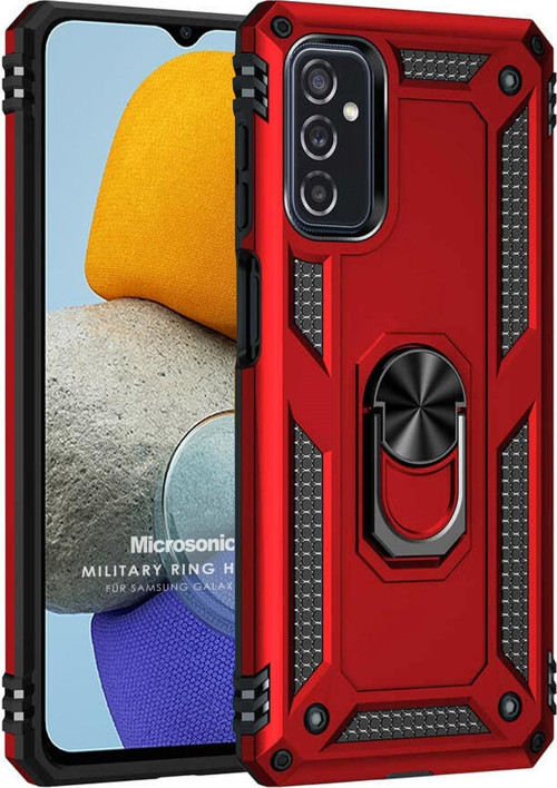 Samsung Galaxy M23 Kılıf Military Ring Holder Kırmızı