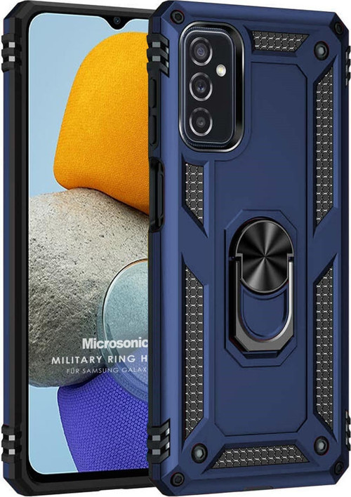 Samsung Galaxy M23 Kılıf Military Ring Holder Lacivert