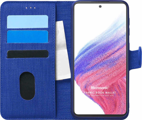 Samsung Galaxy A53 5G Kılıf Fabric Book Wallet Lacivert
