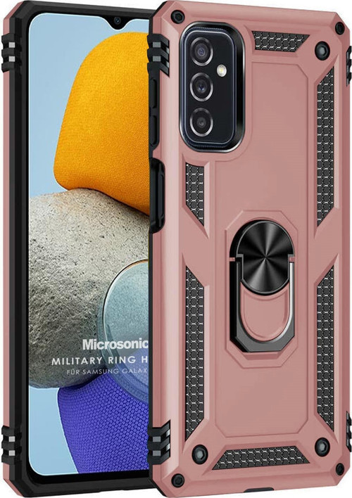 Samsung Galaxy M23 Kılıf Military Ring Holder Rose Gold