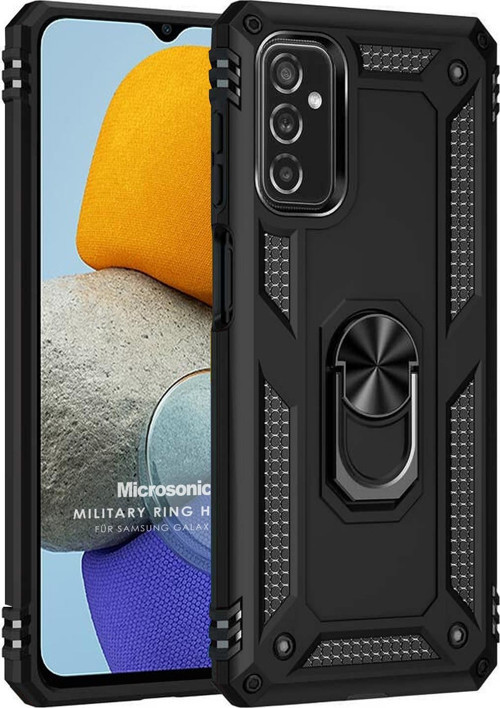 Samsung Galaxy M23 Kılıf Military Ring Holder Siyah