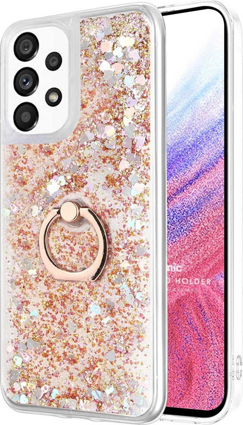 Samsung Galaxy A53 5G Kılıf Glitter Liquid Holder Gold