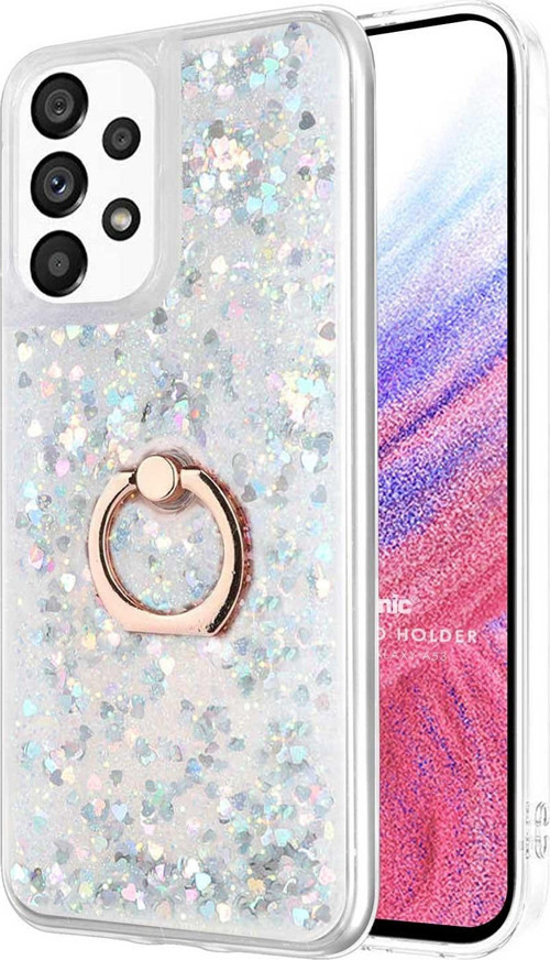 Samsung Galaxy A53 5G Kılıf Glitter Liquid Holder Gümüş