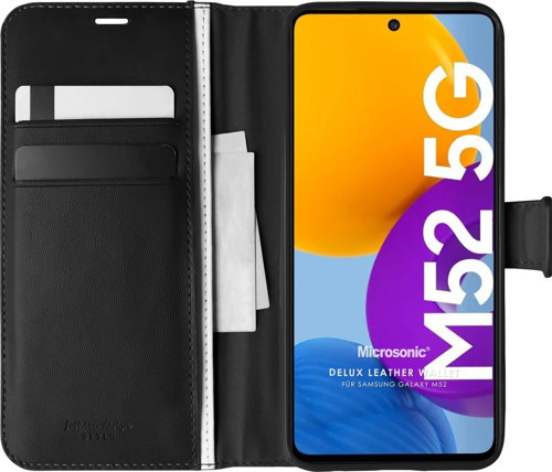 Samsung Galaxy M52 Kılıf Delux Leather Wallet Siyah