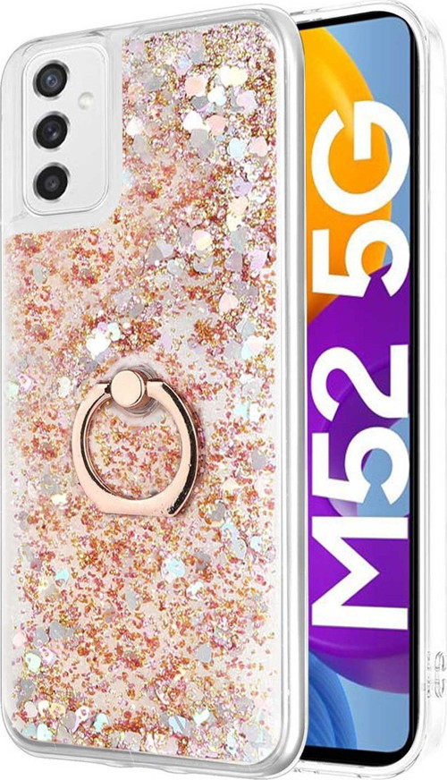 Samsung Galaxy M52 Kılıf Glitter Liquid Holder Gold