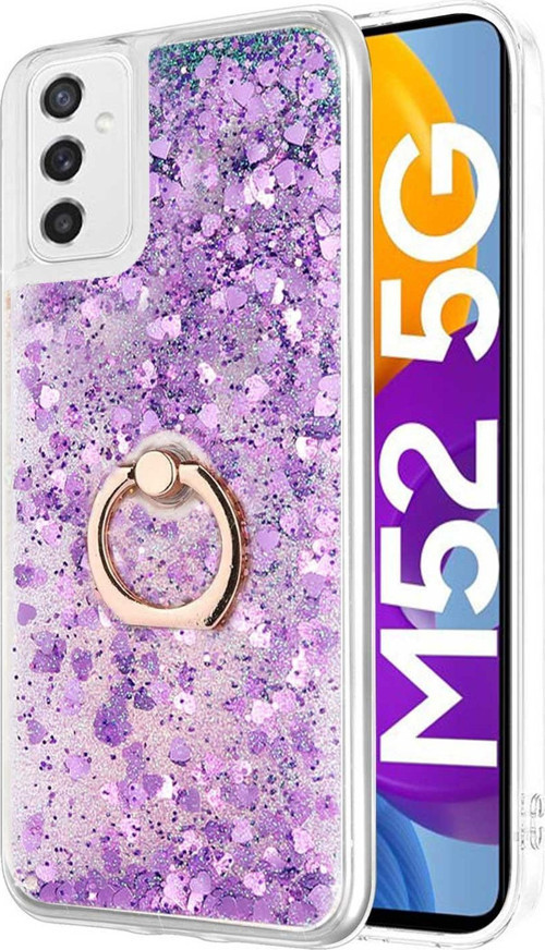 Samsung Galaxy M52 Kılıf Glitter Liquid Holder Mor