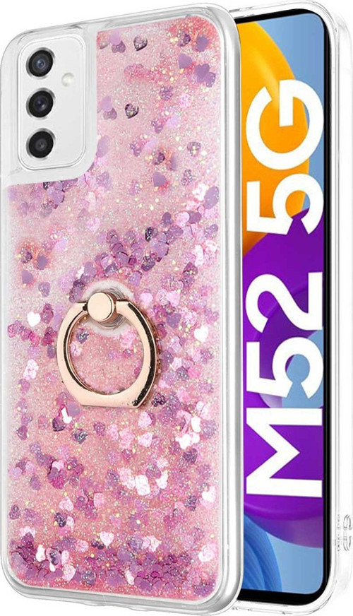 Samsung Galaxy M52 Kılıf Glitter Liquid Holder Pembe