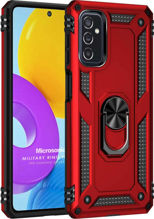 Samsung Galaxy M52 Kılıf Military Ring Holder Kırmızı