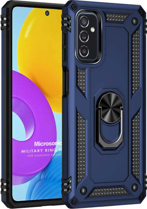 Samsung Galaxy M52 Kılıf Military Ring Holder Lacivert
