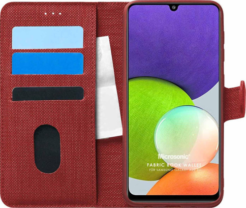 Samsung Galaxy M32 4G Kılıf Fabric Book Wallet Kırmızı