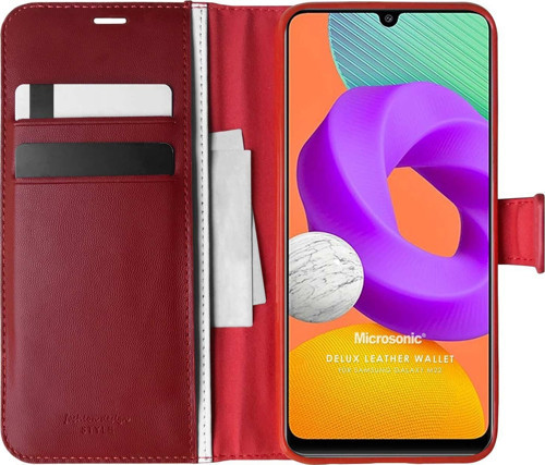 Samsung Galaxy M22 Kılıf Delux Leather Wallet Kırmızı