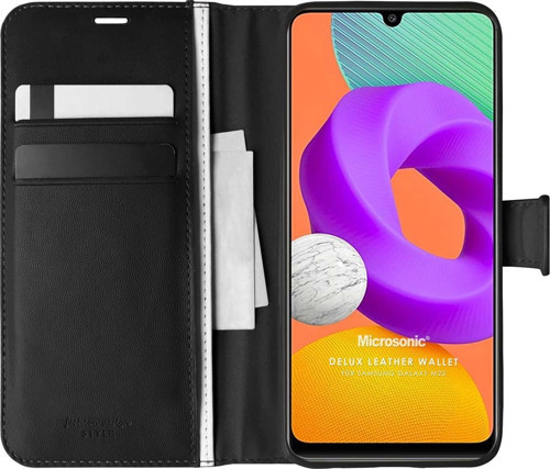 Samsung Galaxy M22 Kılıf Delux Leather Wallet Siyah