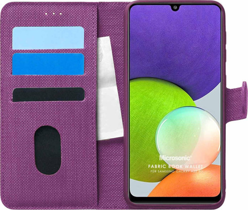 Samsung Galaxy M32 4G Kılıf Fabric Book Wallet Mor