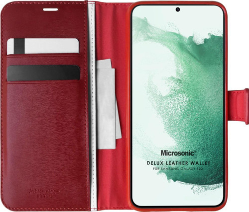 Samsung Galaxy S22 Kılıf Delux Leather Wallet Kırmızı