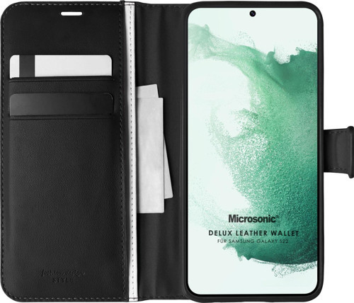 Samsung Galaxy S22 Kılıf Delux Leather Wallet Siyah