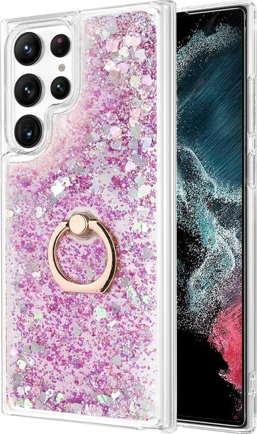 Samsung Galaxy S23 Ultra Kılıf Glitter Liquid Holder Mor