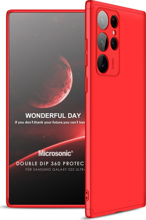 Samsung Galaxy S22 Ultra Kılıf Double Dip 360 Protective Kırmızı
