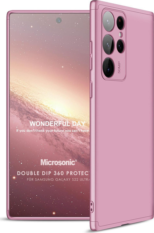 Samsung Galaxy S22 Ultra Kılıf Double Dip 360 Protective Rose Gold