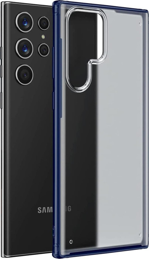 Samsung Galaxy S22 Ultra Kılıf Frosted Frame Lacivert