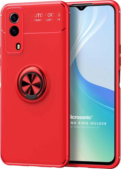 Vivo Y51A Kılıf Kickstand Ring Holder Kırmızı
