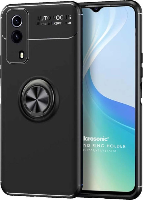 Vivo Y53s Kılıf Kickstand Ring Holder Siyah