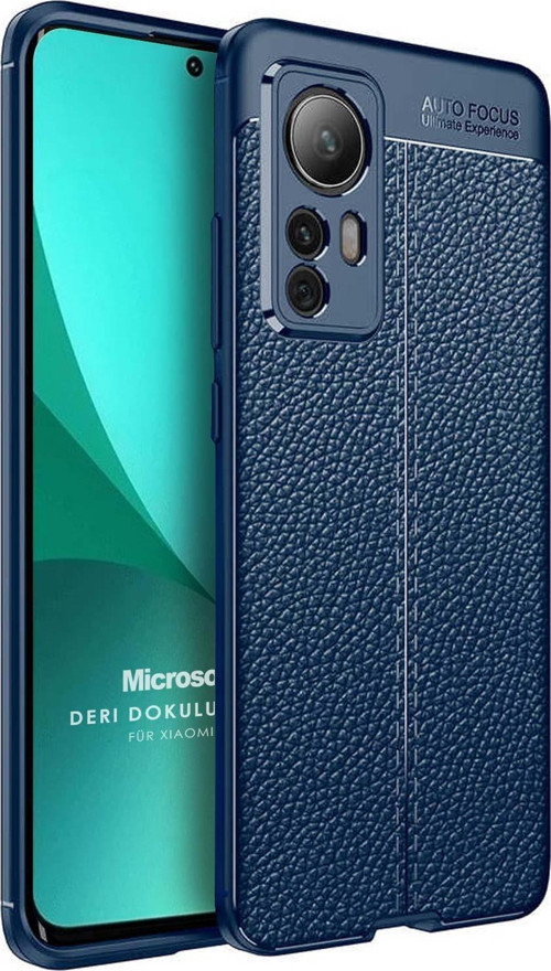 Xiaomi Mi 12 Pro Kılıf Deri Dokulu Silikon Lacivert