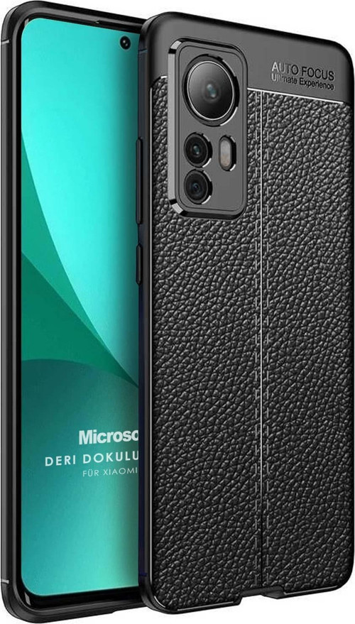 Xiaomi Mi 12 Pro Kılıf Deri Dokulu Silikon Siyah