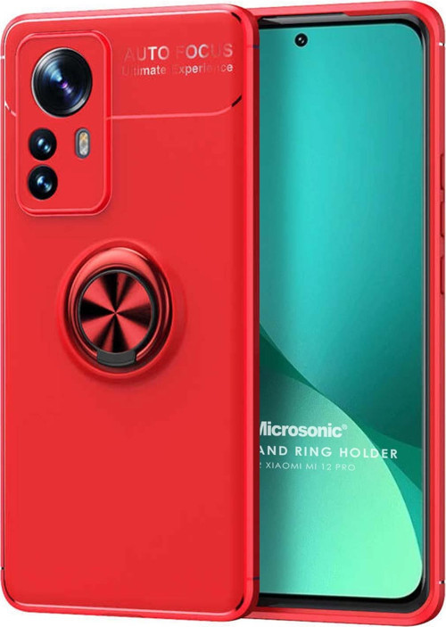 Xiaomi Mi 12 Pro Kılıf Kickstand Ring Holder Kırmızı