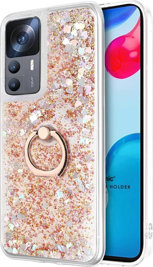 Xiaomi Mi 12T Kılıf Glitter Liquid Holder Gold