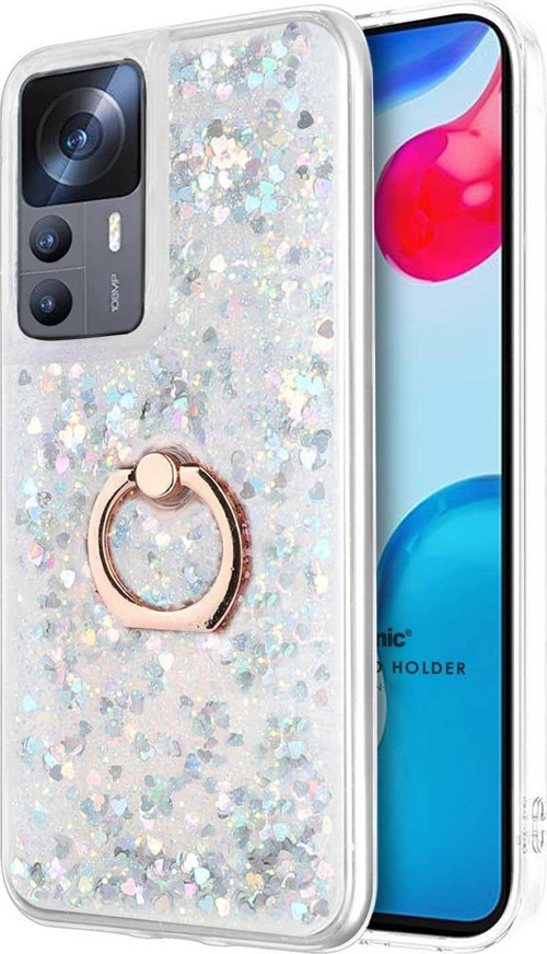 Xiaomi Mi 12T Kılıf Glitter Liquid Holder Gümüş
