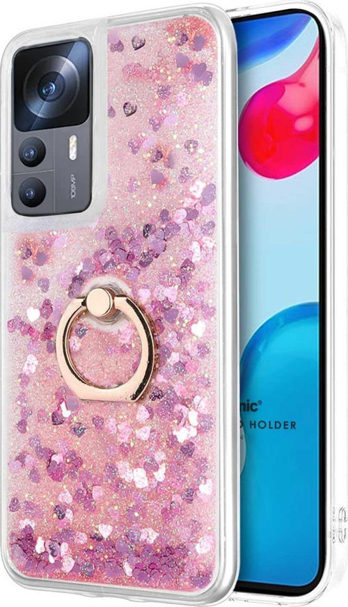 Xiaomi Mi 12T Kılıf Glitter Liquid Holder Pembe