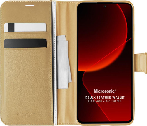Xiaomi Mi 13T Pro Kılıf Delux Leather Wallet Gold