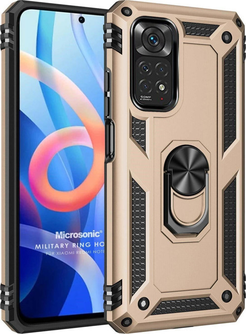 Xiaomi Note 11S Kılıf Military Ring Holder Gold