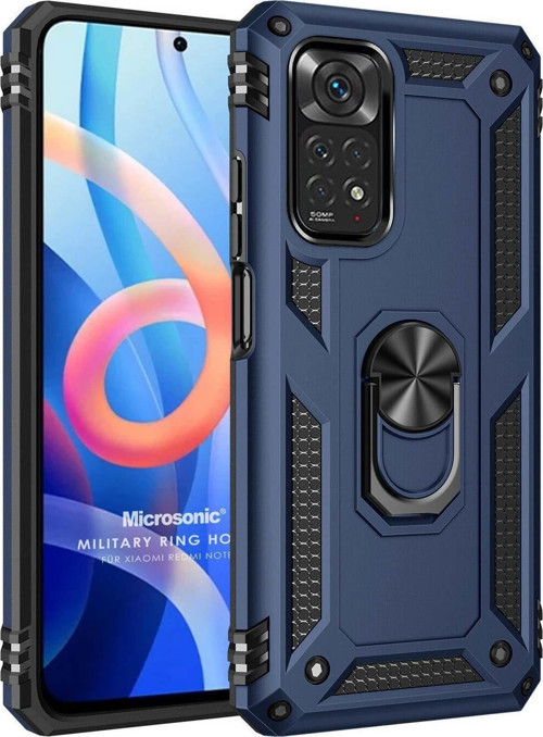 Xiaomi Note 11S Kılıf Military Ring Holder Lacivert