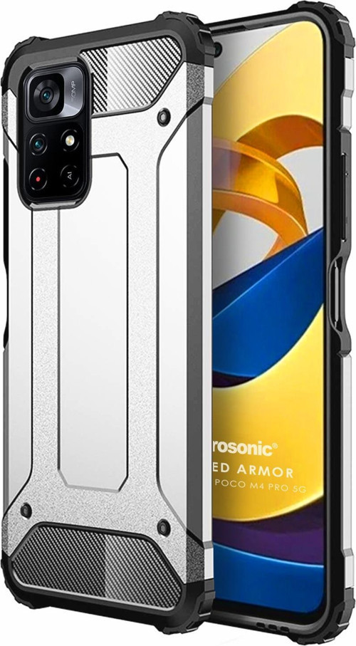 Xiaomi Redmi Note 11T Kılıf Rugged Armor Gümüş