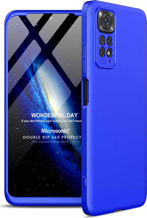 Xiaomi Redmi Note 11 Kılıf Double Dip 360 Protective Mavi