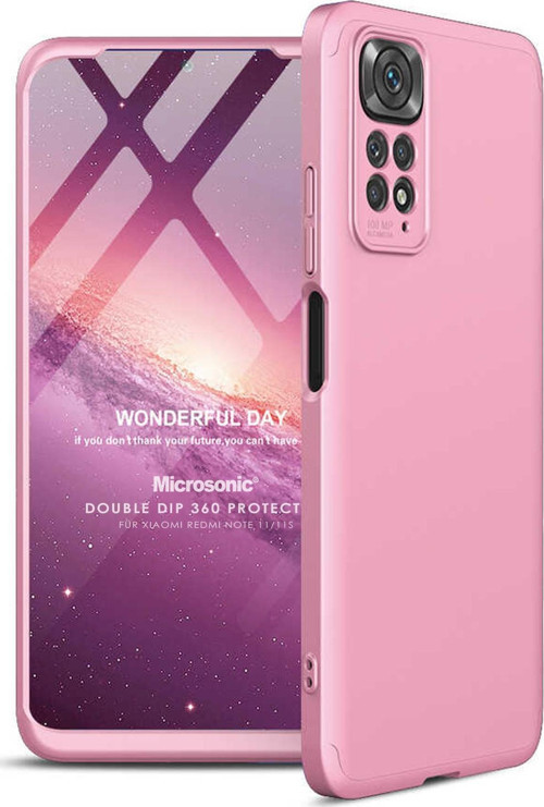 Xiaomi Redmi Note 11 Kılıf Double Dip 360 Protective Rose Gold