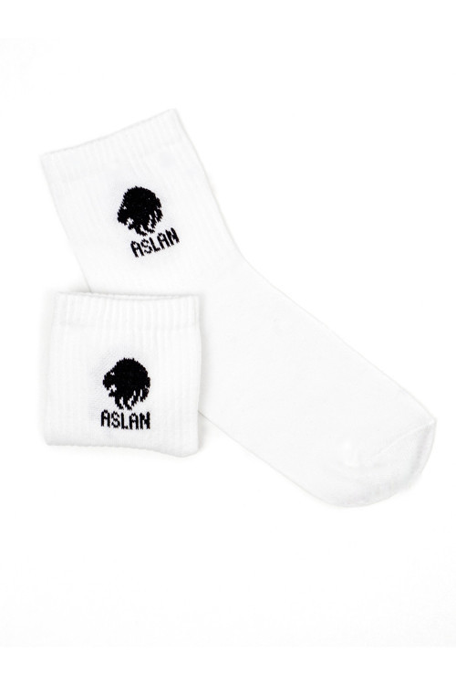 Aslan Burcu Tenis Gym Fitness Çorap Unisex Beyaz Astroloji Burç Desenli
