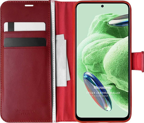 Xiaomi Redmi Note 12 Kılıf Delux Leather Wallet Kırmızı