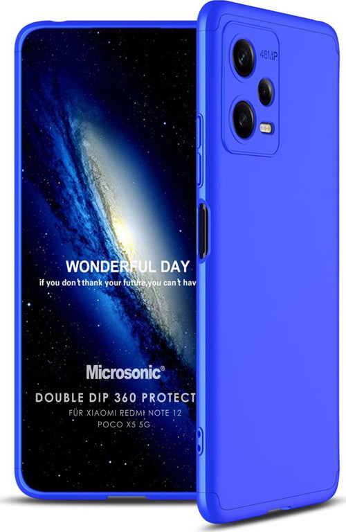 Xiaomi Redmi Note 12 Kılıf Double Dip 360 Protective Mavi