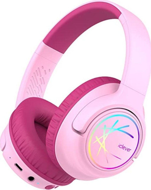 BTH18 LED Işıklı Çocuk Bluetooth Kulaklık -Pembe BPA Free