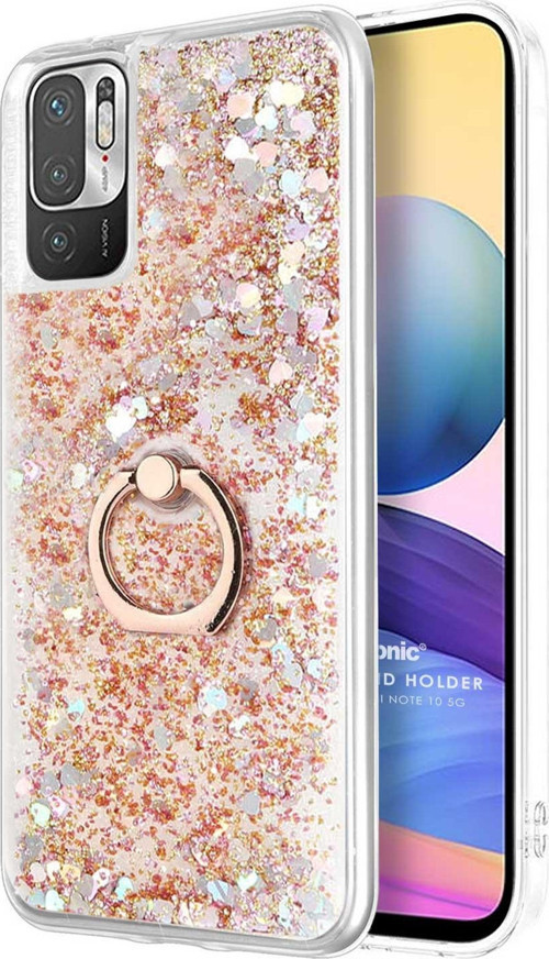 Xiaomi Redmi Note 10 5G Kılıf Glitter Liquid Holder Gold
