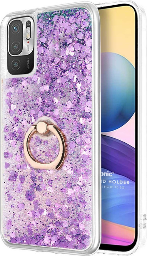 Xiaomi Redmi Note 10 5G Kılıf Glitter Liquid Holder Mor