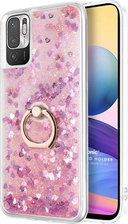 Xiaomi Redmi Note 10 5G Kılıf Glitter Liquid Holder Pembe