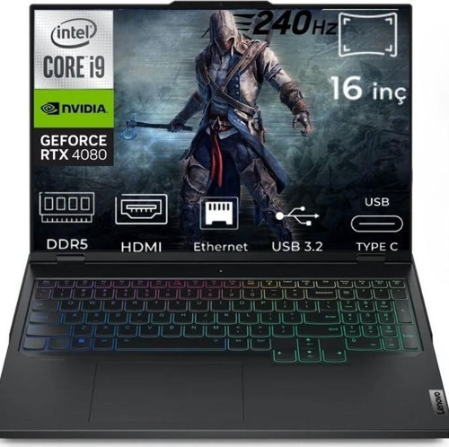 Legion Pro 7 16IRX9H 83DE0086TR FR24 Intel Core i9-14900HX 40 GB DDR5 2 TB RTX4080 12GB 175W 240Hz WQXGA Yok (Free Dos) 16" Gaming Laptop