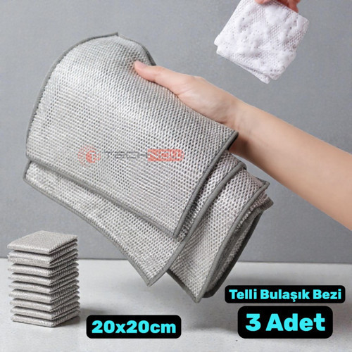 Telli Bulaşık Bezi Mutfak Banyo Bezi Kir Pas Sökücü Telli Temizlik Bezi 3 Adet