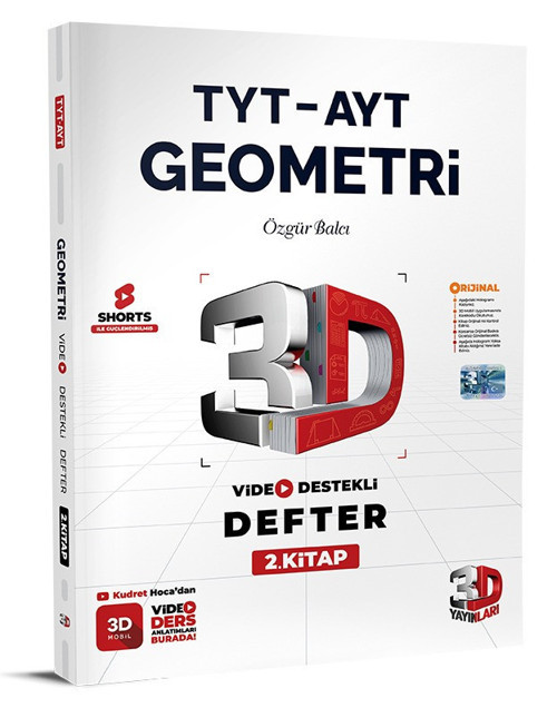 3D Yayınları 2026 Tyt Ayt Geometri 2. Kitap Video Destekli Defter