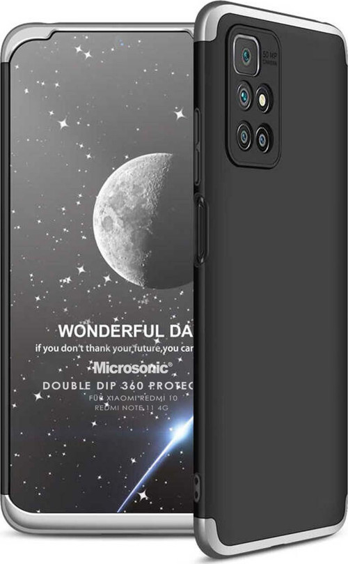 Xiaomi Redmi 10 Kılıf Double Dip 360 Protective Siyah Gri